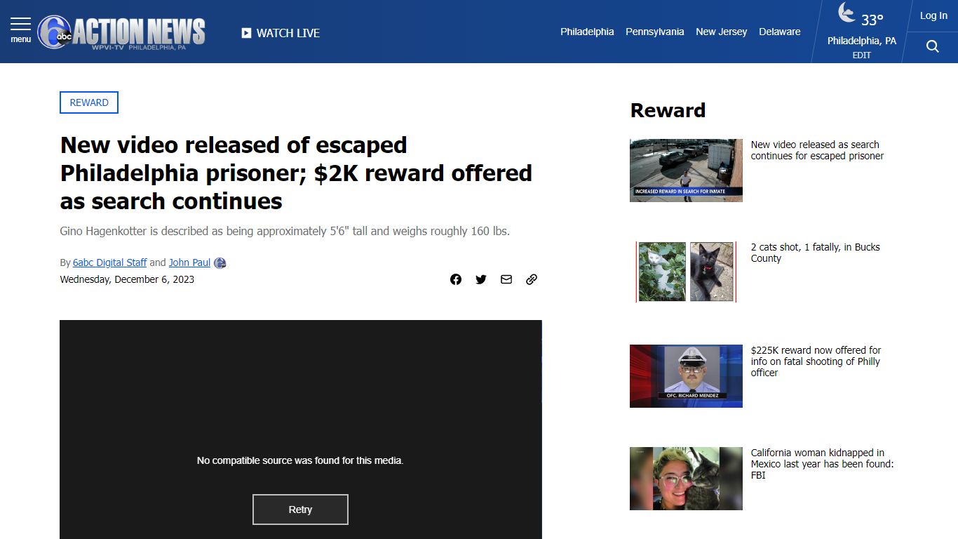 Escaped prisoner Philadelphia: New video released of Gino Hagenkotter ...